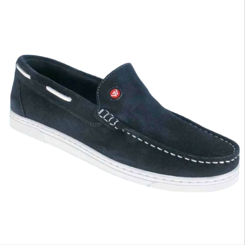 Way by Beppi Suede Leather Loafers Deck Shoes Moc Navy Blue‎ White Portugal 42